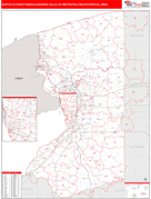 Buffalo-Cheektowaga-Niagara Falls Metro Area Digital Map Red Line Style